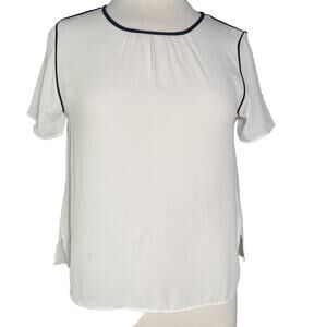 Banana Republic Short Sleeve Top, Tunic, White/ Black Contrast, Size XS, EUC